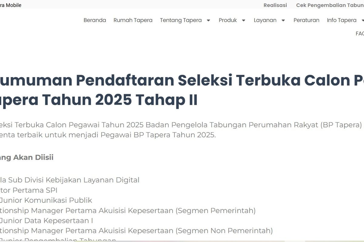 Lowongan kerja BP Tapera 2025.