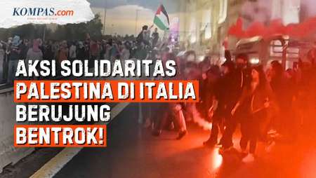 Italia Memanas! Demo di Milan Massa Lempar Suar ke Aparat, Tuntut Pengakuan Palestina