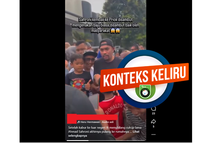 Video yang diklaim menampilkan Sahroni kembali ke rumahnya di Tanjung Priok usai peristiwa penjarahan pada 30 Agustus 2025.